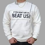 سویشرت مردانه شیری دورس سه‌ نخ پنبه طرح BEAT US